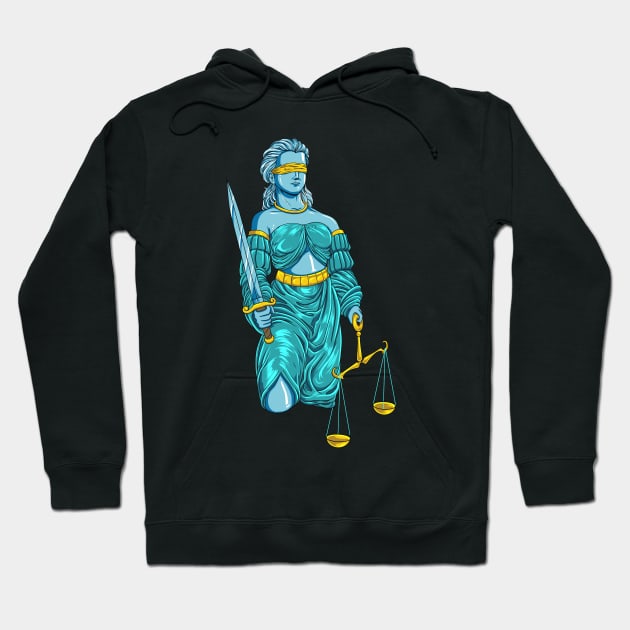 Drawing of the roman goddess Lady Justice Hoodie by Modern Medieval Design